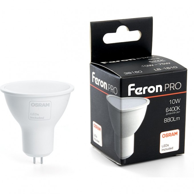 Лампа светодиодная FERON PRO LB-1610 MR16 G5.3 10W 6400K 38160 Лампа светодиодная FERON PRO LB-1610 MR16 G5.3 10W 6400K 38160