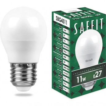 Лампа светодиодная FERON SAFFIT SBG4511 Шарик E27 11W 4000K 55139 Лампа светодиодная FERON SAFFIT SBG4511 Шарик E27 11W 4000K 55139