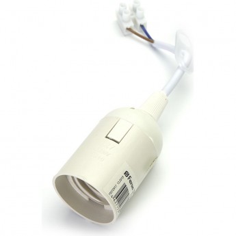 Патрон E27 подвесной с клеммой, 230V, огнеупорный пластик, медь, полипропилен, цвет белый, размер 38*55 мм, FERON LH108