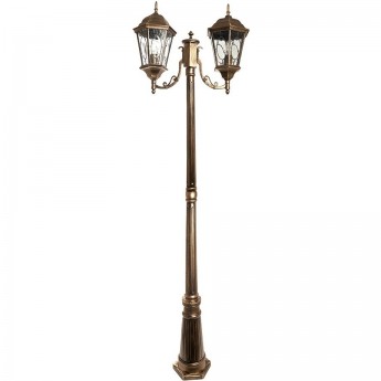 Светильник садово-парковый FERON PL157 шестигранный столб 2*60W E27 230V, черное золото Светильник садово-парковый FERON PL157 шестигранный столб 2*60W E27 230V, черное золото